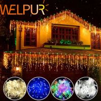 ZZOOI LED Christmas Curtain Fairy String Light Icicle 4M0.4-0.6m AC220V Waterfall Garland For Outdoor Wedding Party Home Garden Decor