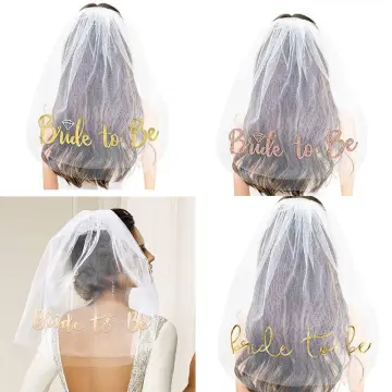 Gold Bow Bride to Be Tulle Veil Hens Night Bachelorette Party Bridal Shower
