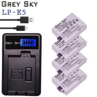 charger and 4battery LP-E5 LPE5 LP E5 Li-Ion Camera Battery High Capacity 7.4V For Canon Eos 450D 500D 1000D Kiss X3 Kiss F Rebel Xsi + LCD Charger