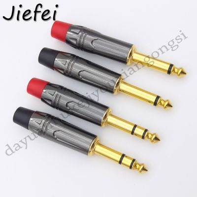 1Pcs 2 Pole Mono / 3 Pole Stereo Jack 6.35mm Connector Gold-Plated 6.3MM 1/4 Inch Plug Audio Microphone Cable Connector