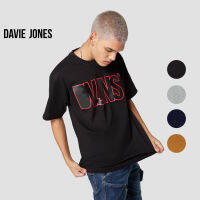 DAVIE JONES เสื้อยืดโอเวอร์ไซส์ พิมพ์ลายโลโก้ สีเทา สีกรม สีเหลือง สีดำ สีส้ม Logo Print Oversized T-Shirt in green navy yellow black LG0040TD NV YE BK OR