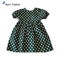 HuaX สาว Polka Dot ผ้าฝ้ายแขนสั้นชุดเดรสเรโทรสำหรับ2-7ปี