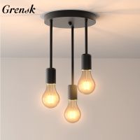 ZZOOI Grensk Industrial Ceiling Light Black 3 Heads Bulbs Vintage Lighting Fixture Pendant Lamps For Kitchen Balcony Porch Living Room