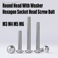 【cw】 10PCS M4 M5 304 Round With Washer Hexagon Socket Screw