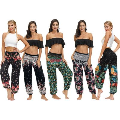 1PC Boho Loose Yoga Pants High Waist Elasticity Trousers for Women and Men Bohemian Hippie Elegant Casual Beach Pants