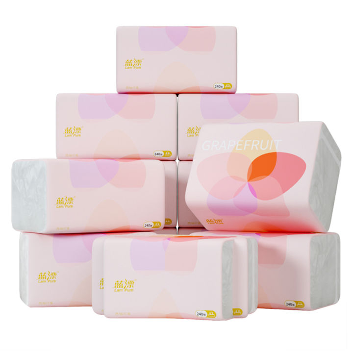 Lampure Grapefruit Series White Bamboo Pulp Facial Tissue Eco-friendly ...