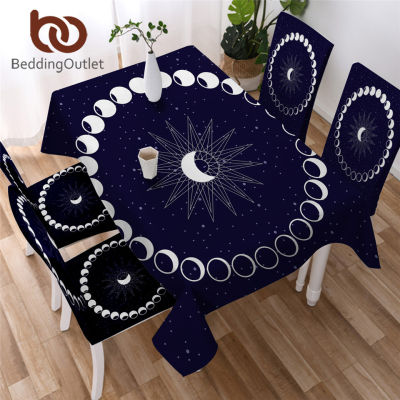 BeddingOutlet Eclipse Rectangle Tablecloth Moon Star Table Cover Galaxy Table Cloths Blue Decorative Table Linen toalha de mesa