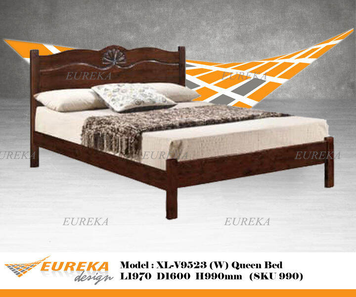 EUREKA Solid Rubberwood Double Bed (Delivery & Installation Within