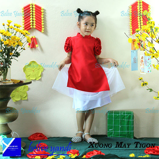set áo dài cách tân chân váy cho bé gái nơ đẹp | Shopee Việt Nam