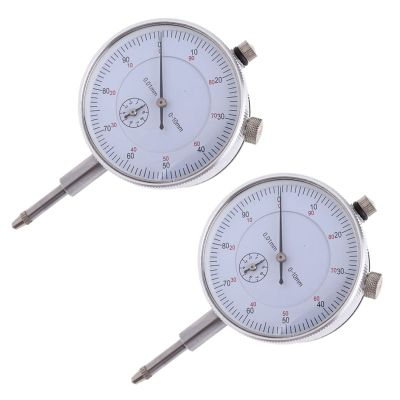2X Dial Indicator Gauge 0-10mm Meter Precise 0.01 Resolution Concentricity Test