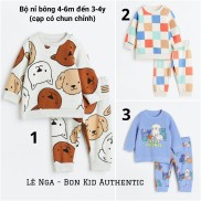 FORM TO Bộ nỉ bông HM UK auth sz từ 4-6m đến 3-4y cạp có chun chỉnh