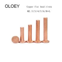 2 100Pcs red copper solid rivet GB109 M2.5/3/4/5/6/8 xL Flat head Copper rivet Solid brass rivet 1.5mm diameter 3mm-40mm length