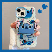 รูปแบบตะเข็บสีฟ้าการ์ตูนน่ารักแฟชั่น3มิติสำหรับ IPhone14 13 12 11 Pro Max สำหรับเคสโทรศัพท์เป็นคู่ความคิดสร้างสรรค์