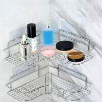 Stainless Steel Bathroom Shelf Self Adhesive Organization Holder Multipurpose Shelf Shampoo Cosmetic Condiment Corner