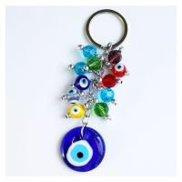 Turkish Evil Glass Keychain Hamsa Protection Pendant Charms Car Chain for Men