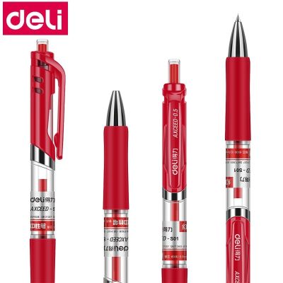 3PCS/LOT Deli S01 Presss Gel Pen 0.5mm Spring Head Gel Pen Roller Ball Pen Gel Ink Pen S206 Refills 3 Colors Optional