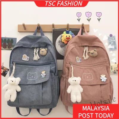 【hot sale】™ C16 TSCfashion Schoolbag female Korean version Harajuku ulzzang student corduroy versatile corduroy Backpack