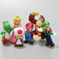 Action FiguresZZOOI 6pcs/set 3-7cm Super Mario Bros PVC Action Figure Toys Dolls Model Set Luigi Yoshi Donkey Kong Mushroom for kids birthday gifts Action Figures