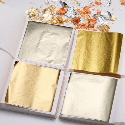 【CC】❍✖  100sheets Imitation Gold Foil Paper Gilding Epoxy Resin Silicone Mold Jewelry Making Filling Decorate Crafts