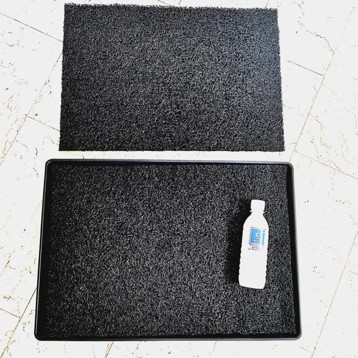 wet & dry Disinfecting Foot bath stomp mat w tray, coil mat drying mat