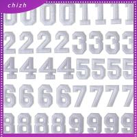 CHIZH 40 pieces 1.9นิ้วค่ะ ตัวอักษรตัวเลขเหล็กบน สีขาวขาว แพทช์แพทช์ งานฝีมืองานประดิษฐ์ เย็บบนปัก สำหรับเสื้อผ้า