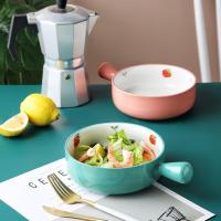 Creative Handle Bowl Snack Plate Personality Salad Bowl Lovely Ceramic Tableware Household Milk Pan