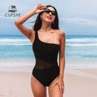 HOT★CUPSHE ตาข่ายหนึ่งไหล่ One-Piece ชุดว่ายน้ำสำหรับสตรีสีดำเซ็กซี่ Monokini ชุดว่ายน้ำ2023ชุดว่ายน้ำหญิงชุดว่ายน้ำ Beachwear