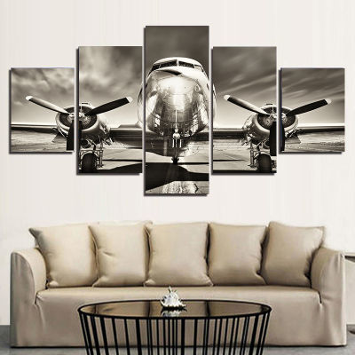5 Pieces Nordic Canvas Painting Black and White Plane Posters and Prints Quadros Wall Picture Living Room Home Decor No Frame