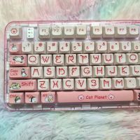 Keycap For Mechanical Keyboard Cat Planet Pink 131 Keys PBT XDA Height Keycap Diy Creative For 61/87/104/108 Keycaps