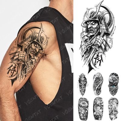 【YF】 Waterproof Temporary Tattoo Stickers Japanese Samurai Wolf Tiger Lion Body Art Transfer Fake Tato Men Women Flower Flash Tattoos