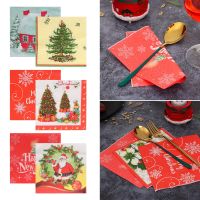 20PCS/Pack Christmas Party Tablwware Cute Paper Napkins Printed Serviette Xmas Party Disposable Decor Tissue Home Decorations