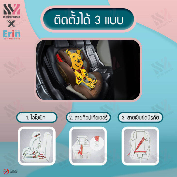 erin-คาร์ซีท-สำหรับเด็ก-9-เดือน-12-ปี-ติดตั้งได้กับรถยนต์ทุกรุ่น-มี-isofix-มาตรฐานยุโรป-ลิขสิทธิ์แท้-pooh-รับประกัน-2-ปี-carseat