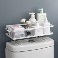 Metal Over Toilet Organizer Shelf Bathroom Shampoo Shower Gel Storage Rack Washroom WC Hollow Draining Racks Toilet Storage Bathroom Counter Storage