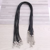 30pcs 45mm Braided Adjustable Black Leather Rope Wax Cord DIY Handmade Necklace Pendant Lobster Clasp String Cord Jewelry Chains