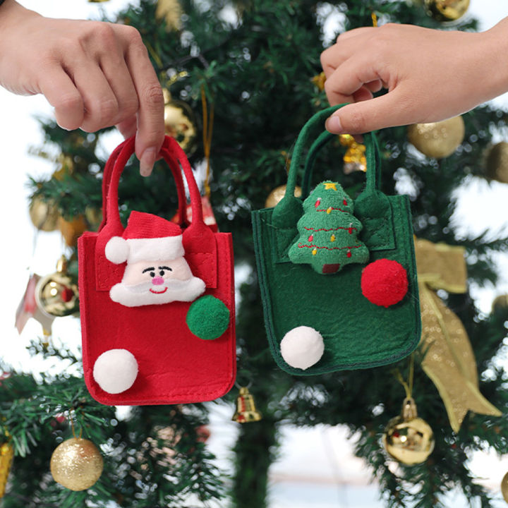 abl-ถุงแอปเปิ้ลคริสต์มาสแบบพกพาถุงผ้าสักหลาดซานตาคลอสขนาดเล็กสำหรับแฟนสาวเด็กของขวัญ