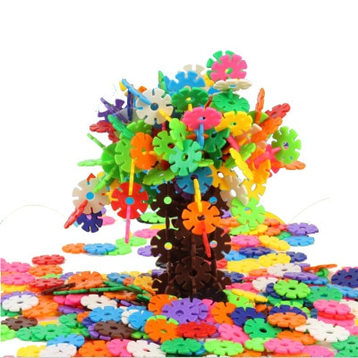 300Pcs/LOT 3D Puzzle Jigsaw Plastic Snowflake Building Creative Kids Flakes 