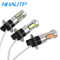 NHAUTP 2ชิ้น H3 LED รถไฟตัดหมอก DRL สีขาวสีเหลืองอำพันหลอดไฟ4014 30-SMD อัตโนมัติกลางวันวิ่งไฟ600LM 12โวลต์