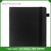 CREATIVE PAVILION มีซับใน กระเป๋าโน๊ตบุ๊ค สมุดรายวัน พร้อมห่วงปากกา สมุดจดบันทึกจดบันทึก สมุดโน้ตขนาดเล็ก สีดำสีดำ สมุดโน้ตสำหรับผู้บริหาร บ้านในบ้าน