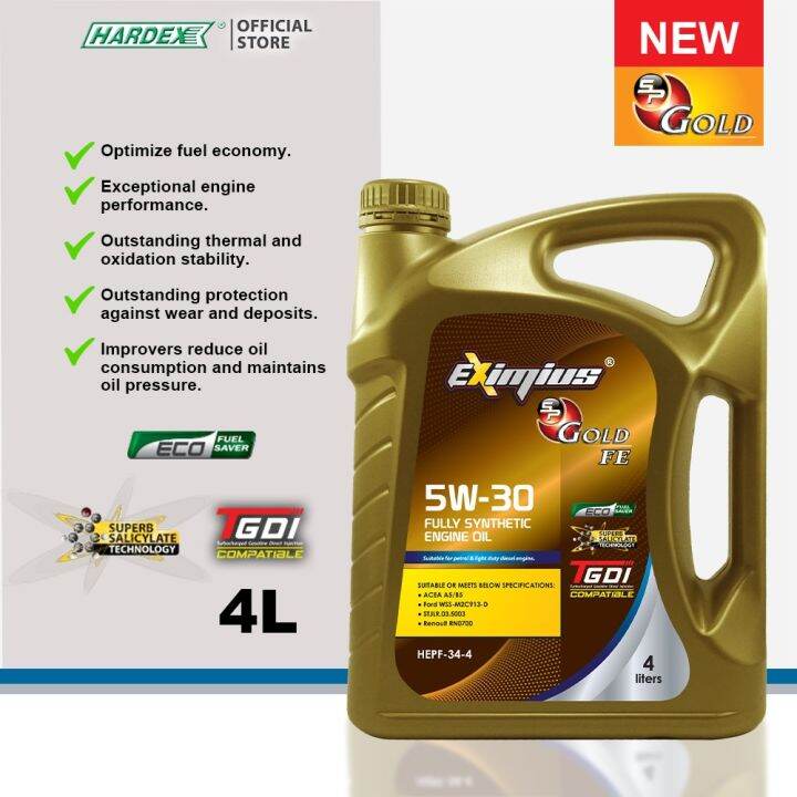 HARDEX Eximius SP Gold FE Fully Synthetic Engine Oil SAE 5W-30 - 4L ...