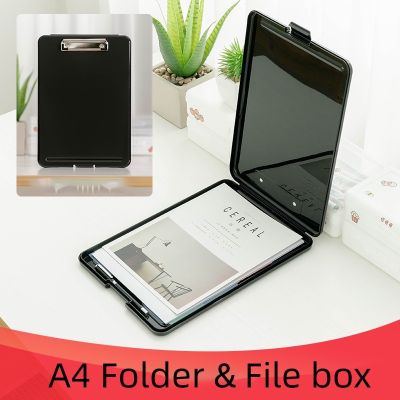 2 In 1 A4 File Box Test Paper Data Storage With Low Profile Clip Clipboard Plastic Clear Folder For Office School Supplies
