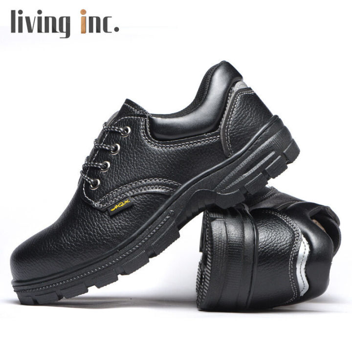รองเท้าเซฟตี้-safety-shoe-หัวเหล็ก-สีดำ-หัวเหล็ก-หนังแท้