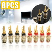 HVJ-8pcs 42mm Gold Plated Amplifier Speaker Binding Post Blackred Speaker Terminal Binding Posts Suitable For 4mm Banana Plug