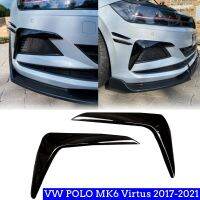 กันชนรถสปอยเลอร์ Penutup,กันชนรถยนต์ Pemisah Depan Hitam Mengkilap, Stiker Pisau Angin Lampu Kabut Trim Untuk VW Polo Plus MK6 2017-2021