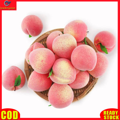 LeadingStar RC Authentic 16pcs Artificial Simulation Peach With Leaves Fake Photo Props Party Home Kitchen Decor Food Toy