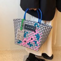 2022 MARNIˉNew Style Woven Vegetable Basket Color Matching Shopping Handbag Large Capacity Contrast Tote Bag Trendy