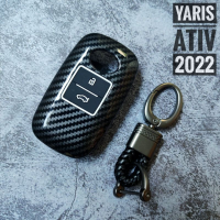 เคสหุ้มกุญแจรถรถยนต์ Toyota Yaris Ativ 2022พวงกุญแจสำหรับ Toyota Veloz Raize 2023คาร์บอนไฟเบอร์ ABS พวงกุญแจเปลือกหอยกุญแจ Holer