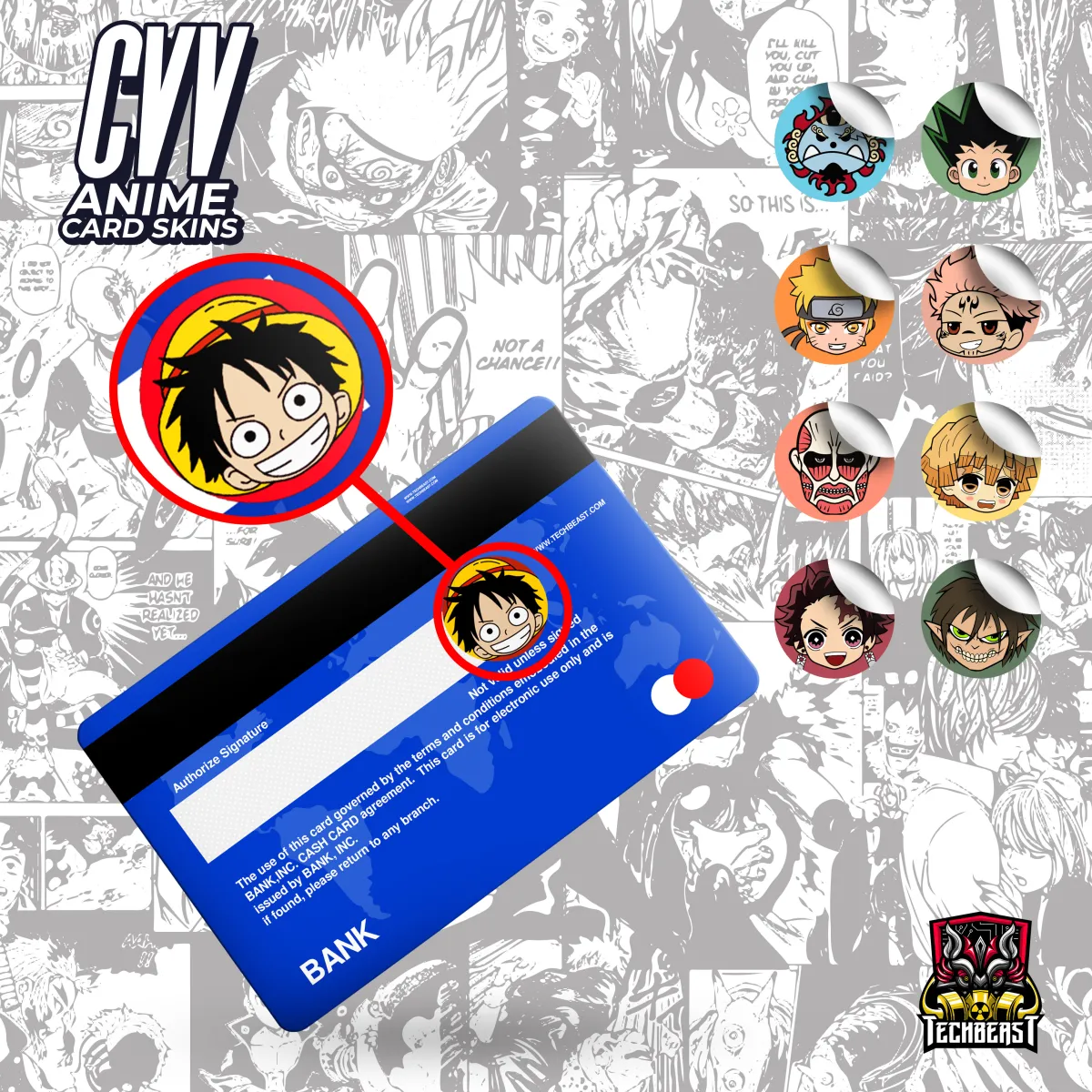 One piece anime credit card skin  STICK IT UP