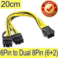 สายแปลงไฟ 6pin PCI Express to 2 x PCIe 8pin (6+2) Motherboard Graphics Video Card PCI-e GPU VGA Splitter Power Cable