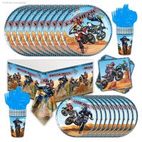 ☌♈ Dirt Bike Birthday Party Supplies Motorcycle Theme Party Plates Napkin Decorations Motocross Tableware Favor For Kids Serves