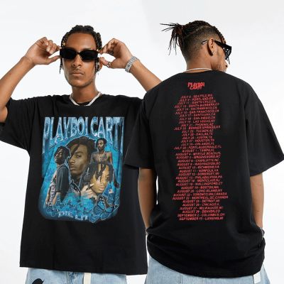 Rap Playboi Carti European and American Streets Vintage Hip-Hop TShirt Men Short Sleeve Cotton T Shirts Music Tee Shirt Clothing